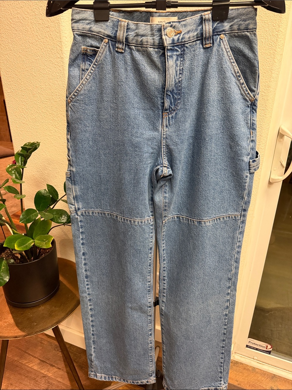 Mango Kyomi Cargo Carpenter Straight Leg Jeans Blue Size 6 (EUR 38) Y2K Gorpcore